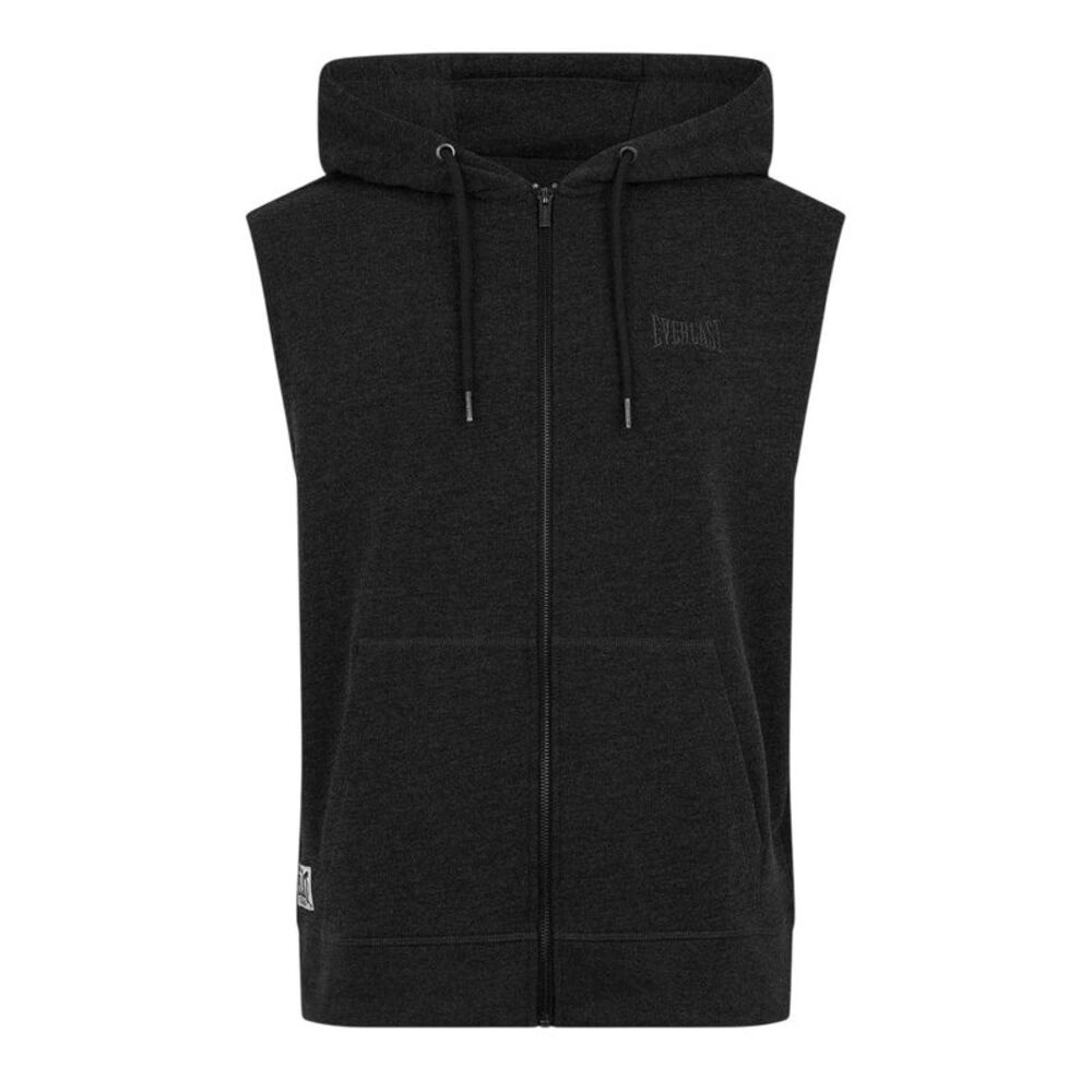 Everlast Mens Box Logo Sleeveless Full Zip Hoodie / Charcoal
